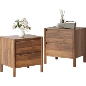 Walnut Finish 2-Piece Nightstand Set