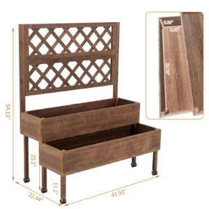 Wooden Raised Garden Bed with Trellis