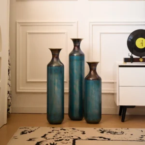 Torch-Fired Metal Vases - Set of 3